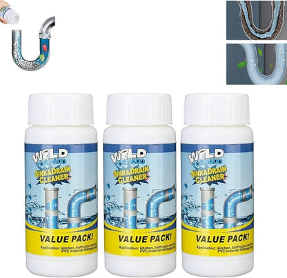 Upgrade Powerful Sink Drain Cleaner Powder - Powerful Sink and Drain Cleaner, Wild Sink and Drain Cleaner, Divine Cleaning Powder For Drains, for Kitchen Toilet Pipe Dredging (3pcs)
