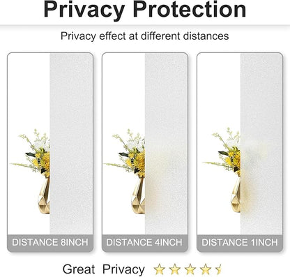 Window Privacy Film with Installation Tools,Frosted Glass Window Film,Heat Blocking Static Clings Reusable Frosting Window Film for Bathroom Home Office,17.5 Inch X 6.5 Feet