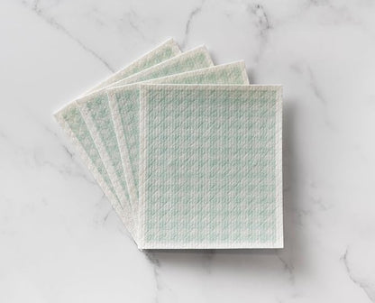 Martha Stewart Swedish Kitchen Absorbent Sponge Dish Cloths, Teal Gingham, 8 Count