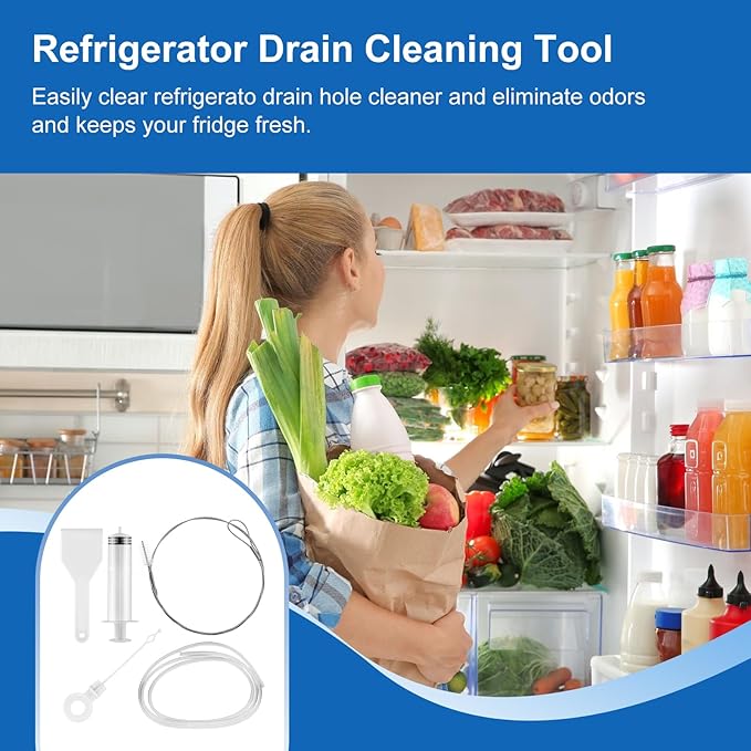 10 Pcs Refrigerator Drain Cleaning Tool Kit Long Tube Brush Cleaner, Fridge Waterline Buddy For Refrigerator, Water Line Cleaner, Reusable Fridge Water Line Kit for Refrigerator Drain Holes