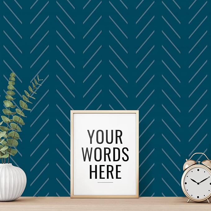 Erfoni Blue and White Peel and Stick Wallpaper Modern Herringbone Contact Paper for Bathroom 17.7in x 236.2in Geometric Removable Wallpaper Peel and Stick Line Self-Adhesive Contact Paper