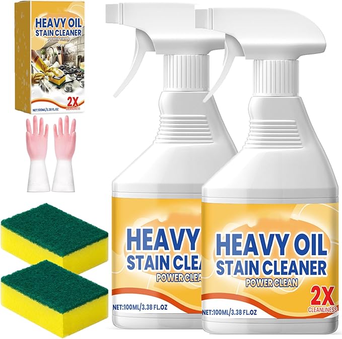 Kitchen Cabinet Cleaners and Polishers, 3.38 Oz All in One Cabinet Cleaner, Heavy Oil Cleaner Stain, For Stove,Oven,Dishwasher, Tiles (2Pcs)