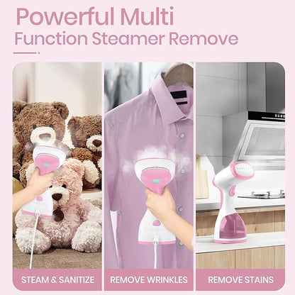 Steamer for Clothes 1500W，30S Fast Heat Plancha a Vapor Para Ropa, 260ML Water Tank Clothing Garment Fabric Iron Travel Steamer Handheld Portable for Wrinkles