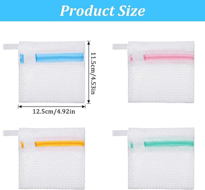 4 PCS Laundry Pod Anti-Sticking Bag Reusable Laundry Mesh Bag with Zipper Mini Pods Dissolution Protection Pacs Secure Holder for Detergent Pods Scent Beads Washer Safe Delicates