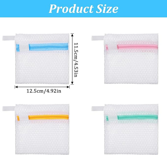 4 PCS Laundry Pod Anti-Sticking Bag Reusable Laundry Mesh Bag with Zipper Mini Pods Dissolution Protection Pacs Secure Holder for Detergent Pods Scent Beads Washer Safe Delicates