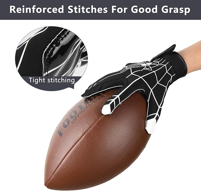Kids Football Gloves Youth Enhanced Grip Silicone Wide Receiver Gloves