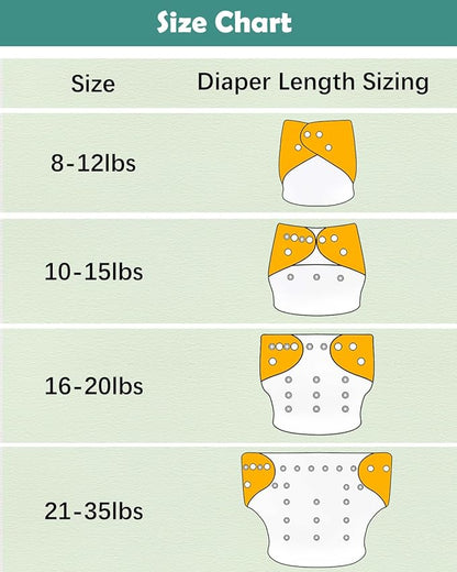 babygoal Dinosaur Cloth Diapers Pack of 13, Baby Reusable Washable Pocket Nappy, 6pcs Diapers+6pcs Rayon from Bamboo Inserts+Wet Bag