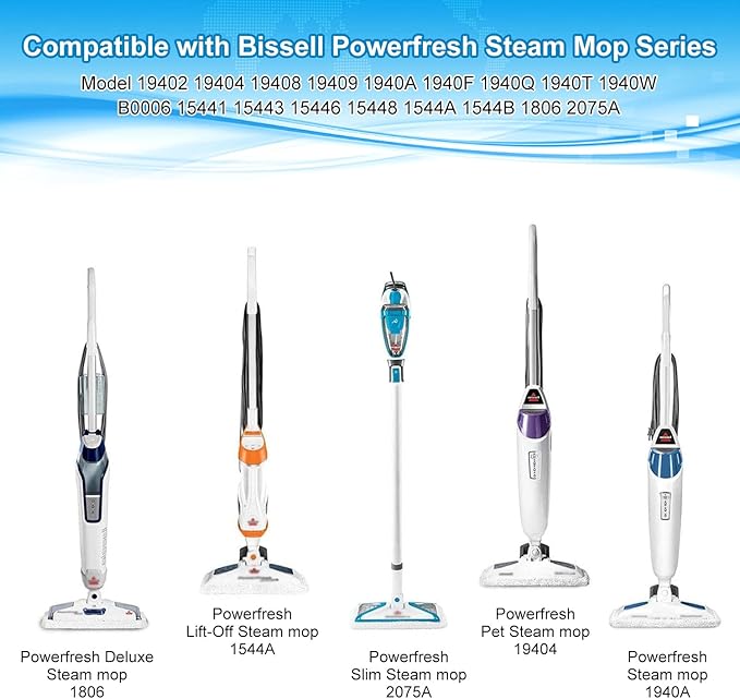 Steam Mop Replacement Pads Compatible with Bissell Powerfresh Mop Pads for Bissell 1940 1806 1544 1440 2075 2685 2814 Series Mops Resuable Floor Steamer Mop Pad Refills for Dry & Wet Cleaning, 4 Pack