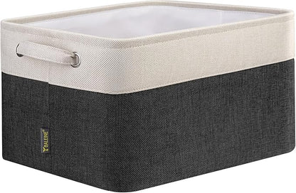 BALEINE 1 Pack Fabric Closet Storage Bins for Shelves, Linen Closet Organizers and Storage, Decorative Baskets for Organizing, Shelf, Clothes, Home, Office (Black, 15''x11''x9.5'')