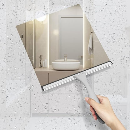 AmazerBath Squeegee for Shower Glass Door, All-Purpose Squeegee with Hook for Shower Doors, Windows, Mirrors, Tiles and Car Glass, 10 Inches