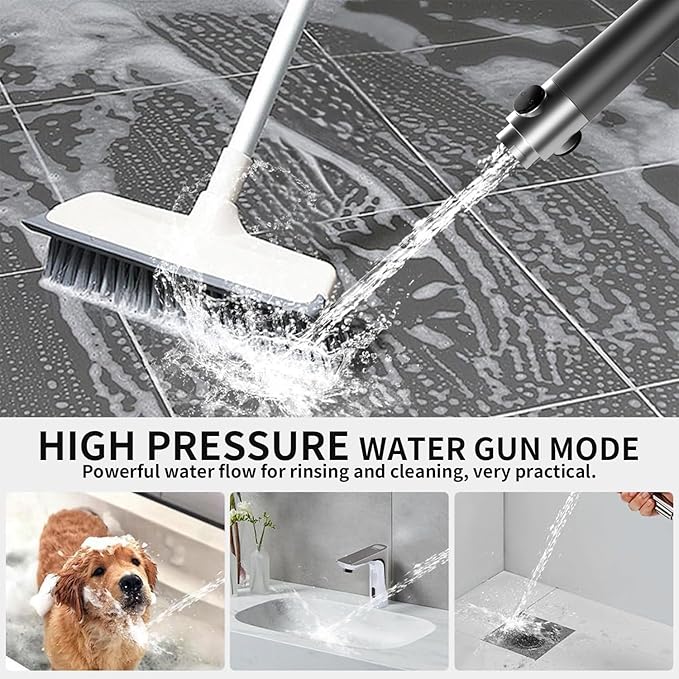 Ion Drops Shower Head, Ion Drops Filtered Showerhead with Handheld, with 60 Inch Hose and Stand, High Pressure 4 Spray Mode Shower Heads with ON/OFF Switch for Pets Bath-Remove Chlorine (Gray)
