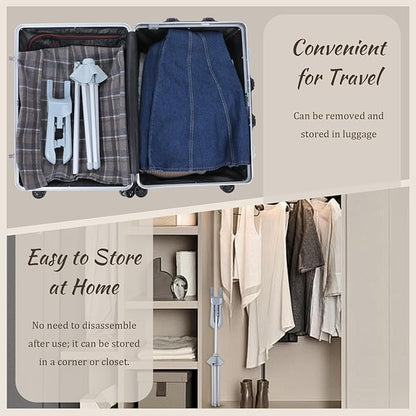 Adjustable Garment Steamer Rack with Garment Ironing Glove, Portable Foldable Clothes Steamer Stand Hanger Handheld Hanging Ironing Stand for Dresses Pants Shirts (32-63 Inch)