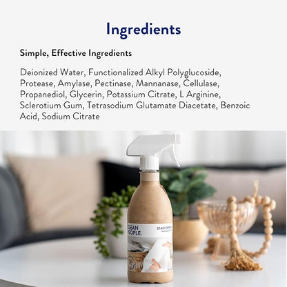 Clean People Stain Remover Spray - Natural Plant & Mineral-Based Ingredients - Non-Toxic Laundry Spot Treatment for Food, Pet & Baby Stains - Boosted with Enzymes - Fabric Safe - 16oz