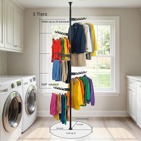 Super Space-Saving Laundry Rack for Air Drying Clothing, Indoor Clothes Rack for Laundry Apartment Small Room Black