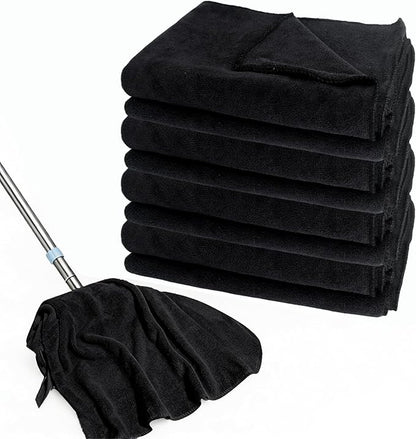 4 Pcs Extra Large Microfiber Cleaning Cloth 30 x 20 Inch Reusable Thick Cleaning Towel Washable Solid Color Microfiber Towel for Home Office Window Cars Glass (Black)