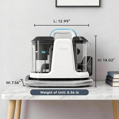 Portable Carpet & Upholstery Spot Cleaner, Compact Strong-Suction Machine with Scrubbing Brush, Removes Pet Stains, Spills & Dirt from Furniture, Stairs, Rugs, Mattresses & Car Interiors