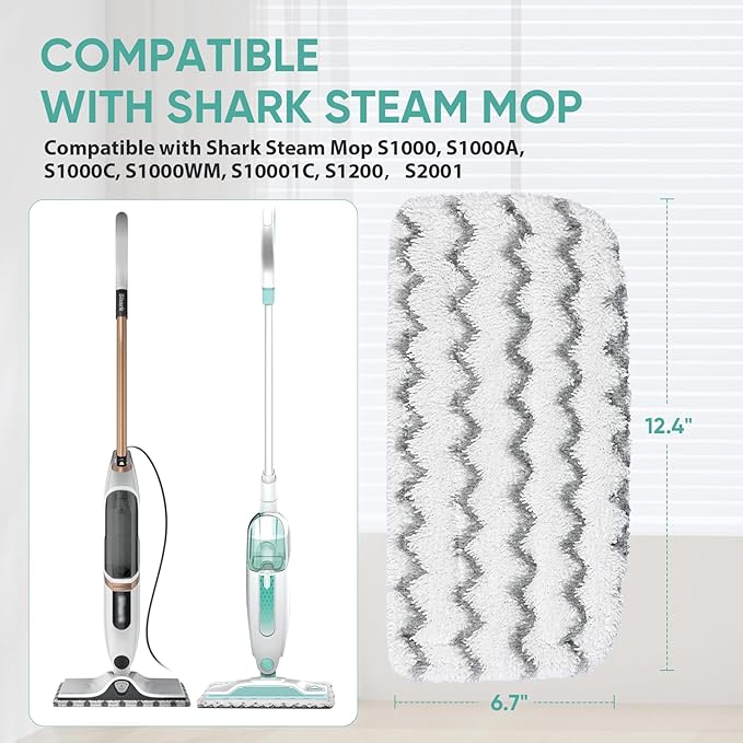 6 Pack S1000 S2001 Steam Mop Replacement Pads for Shark S1000 S1000A S1000C S1000WM S10001C S1200 & S2001 SteamSpot Steam Mop