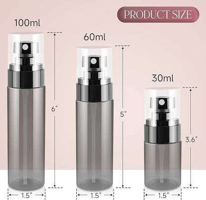 9Pack Small Spray Bottle, 2oz Black Plastic Fine Mist Mini Spray Bottles, Empty Refillable Travel Spray Bottle, Mister Bottle for Hair, Cleaning, Salons, Planting, Skin Care