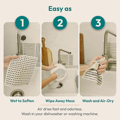 FEBU Swedish Dishcloths for Kitchen | 5 Pack Botanique Reusable Paper Towels Washable | Swedish Dish Towels | Non-Scratch Cellulose Sponge Cloths | No Odor, Biodegradable Cleaning Cloths