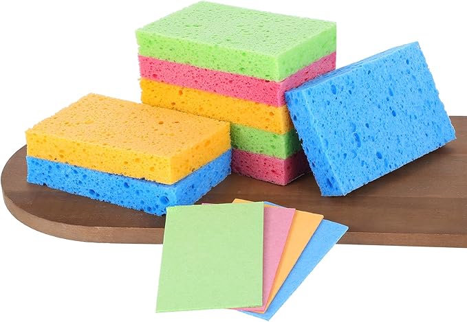 12 PCS Compressed Kitchen Sponges, Colorful Kitchen Sponges Cleaning Scrub Colored Sponge for Dish Washing, Bathroom, Cars, Cut-Outs DIY