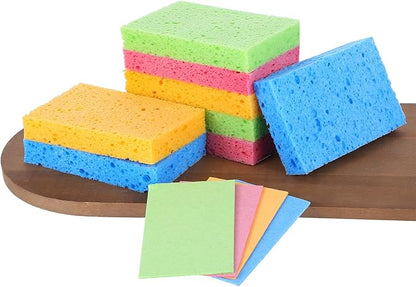 12 PCS Compressed Kitchen Sponges, Colorful Kitchen Sponges Cleaning Scrub Colored Sponge for Dish Washing, Bathroom, Cars, Cut-Outs DIY