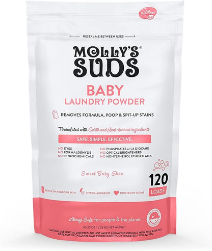 Molly's Suds Baby Laundry Detergent Powder | Removes Formula, Poop & Spit-Up Stains | Extra Gentle for Newborns (Sweet Baby Shea)