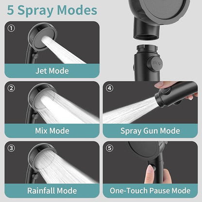 Bathtub Faucet with Handheld Sprayer, Shower Attachment for Tub Faucet, All Metal Bath Tub Spout with Shower Diverter, High Pressure 3+1 Settings Hand Held Showerhand (Matte Black)