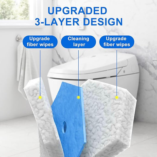 60pcs Disposable Toilet Wand Refills for Clorox,Replacement Brush Heads Compatible With Most Toilet Wand Refill System,Upgrade Fiber Cleaner Heads for Closestool Cleaning.（not included brush rod）