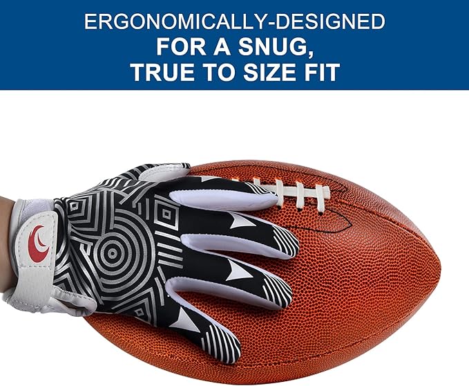 Youth Football Gloves Kids Silicone Grip Receiver Gloves with Super Stick Ability for Best Game Experience