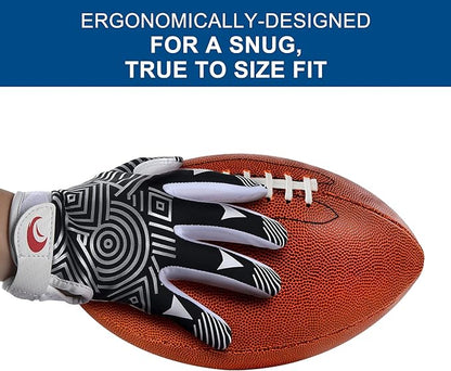 Youth Football Gloves Kids Silicone Grip Receiver Gloves with Super Stick Ability for Best Game Experience