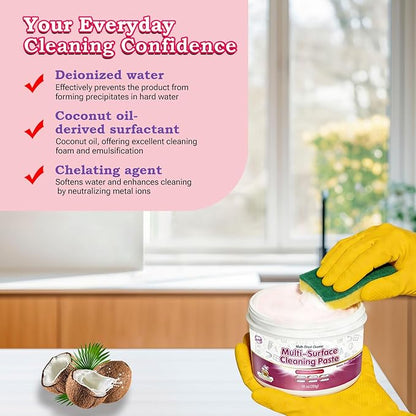 Snowlily All Purpose Cleaning Paste - Multi-Surface Cleaner for Stoves, Sinks, Tiles & White Shoes - Concentrated Formula Removes Grease & Hard Water Stains - 11 oz