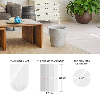 2.6 Gallon 150 Counts Small Trash Bags Garbage Bags by Teivio, Bathroom Trash Can Bin Liners, Small Plastic Bags for home office kitchen, Clear
