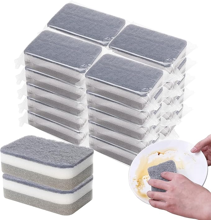Individually Wrapped Sponges Kitchen Dishwashing Sponge Bulk, Non Scratch Dishes Scouring Pad Dishcloth, Odor-Free Sponge Wipes for Household Cleaning Dishes Travel Apartments - Grey (5000 Pack)