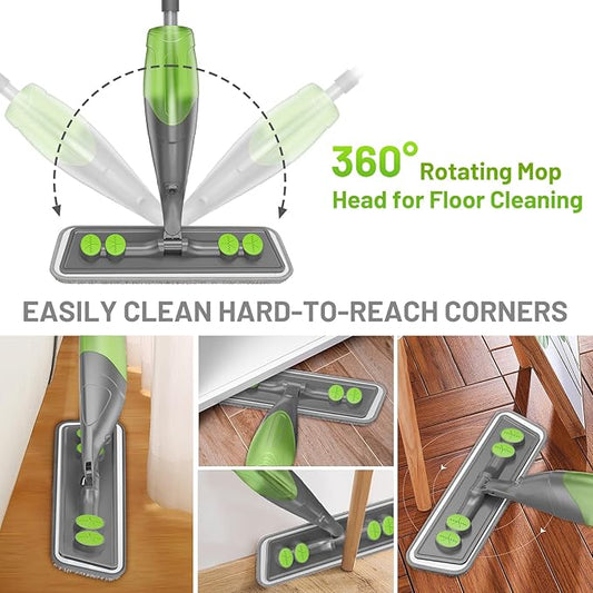 Spray Mop for Floor Cleaning - Wet Dry Hardwood Floor Mops with 3 Microfiber Washable Pads for Swiffer Powermop - Flat Mop with Sprayer for Tile Wood Laminate Vinyl Marble Kitchen