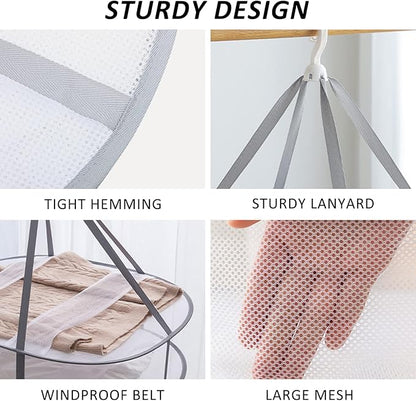 AUTODECO 3-Tier Folding Mesh Clothes Hanging Dryer, Sweater Drying Rack, Large Laundry Drying Rack, Lay fold Flat Dry Hanger, Mesh Clothes Hanging Dryer - XL(3Tier)