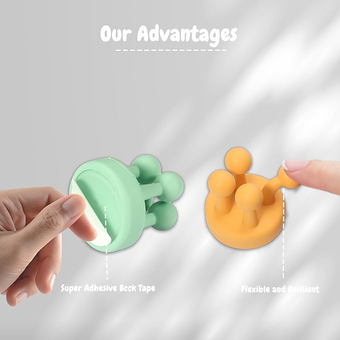 4Pcs Silicone Toothbrush Holders for Bathrooms,Waterproof Self Adhesive Multifunctional Hook for Hanging Towel Key Plug Cable for Bathroom Kitchen Living Room Office White