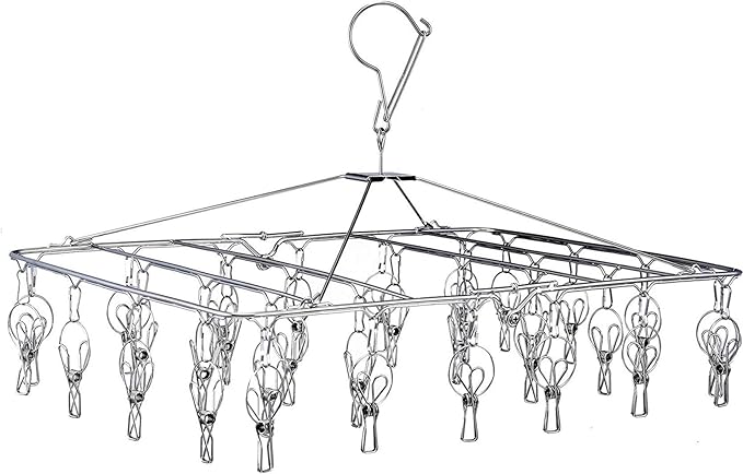 KK5 Clothes Drying Racks Heavy Duty Laundry Drip Hanger Stainless Steel Laundry Foldable Drying Rack Clothing, Towels, Underwear, Lingerie, Socks - 30Clips