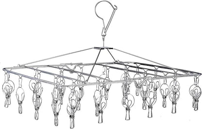 KK5 Clothes Drying Racks Heavy Duty Laundry Drip Hanger Stainless Steel Laundry Foldable Drying Rack Clothing, Towels, Underwear, Lingerie, Socks - 30Clips