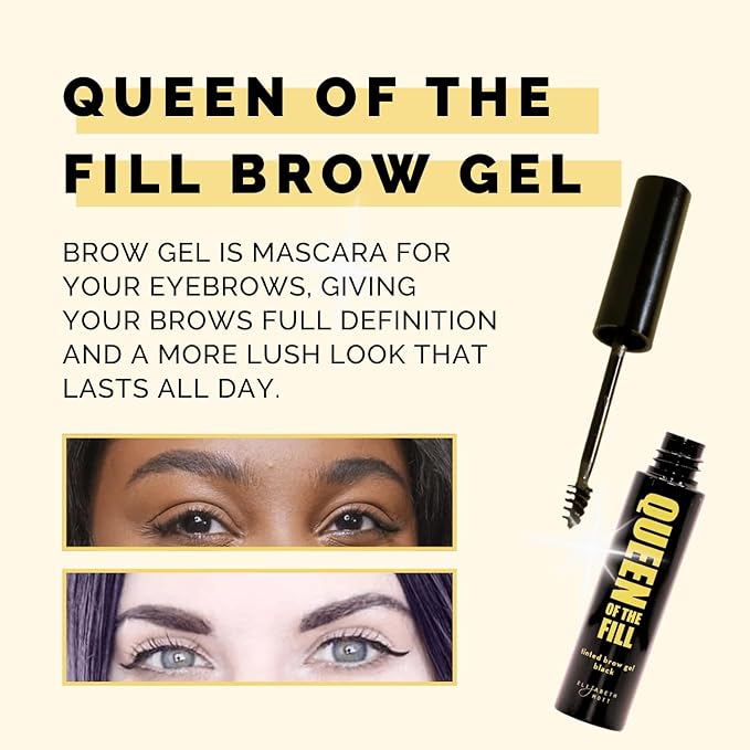 Elizabeth Mott Queen of the Fill Eyebrow Gel – Tinted Brow Filler, Volumizer & Setter, Natural-Looking Fuller Brows – Covers Gray Hairs, Water-Resistant, Long-Lasting – Cruelty-Free, Blonde Shade, 4g