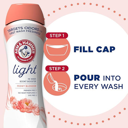 ARM & HAMMER Light In-Wash Scent Booster,No Heavy Perfumes,No Dyes,No-Parabens,Peony Blossom Scent,24 Oz,(Pack of 6)