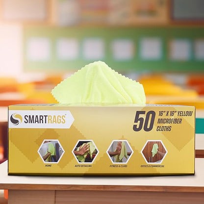 Arkwright Smart Rags Microfiber Cleaning Cloths, Pallet of 8000, Lint Free 215 GSM Reusable Towels for Auto, Office and Household Cleaning, 16 x 16 in, Yellow