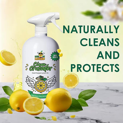 Clean Crusader Cold Pressed Lemon Oil All Purpose Cleaning Spray for Kitchen, Countertops, Floors and Bathroom - 24 oz - 1 Pack