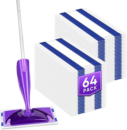 GLIMGLINT Mop Pad Refills Compatible with Swiffer Wet Jet, 4-Layer Thickened & Super Absorbent, WetJet Pads Refills, Cleaning Pads, Disposable Dry Floor Mop Pads, 64 Count