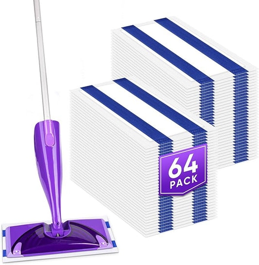 GLIMGLINT Mop Pad Refills Compatible with Swiffer Wet Jet, 4-Layer Thickened & Super Absorbent, WetJet Pads Refills, Cleaning Pads, Disposable Dry Floor Mop Pads, 64 Count