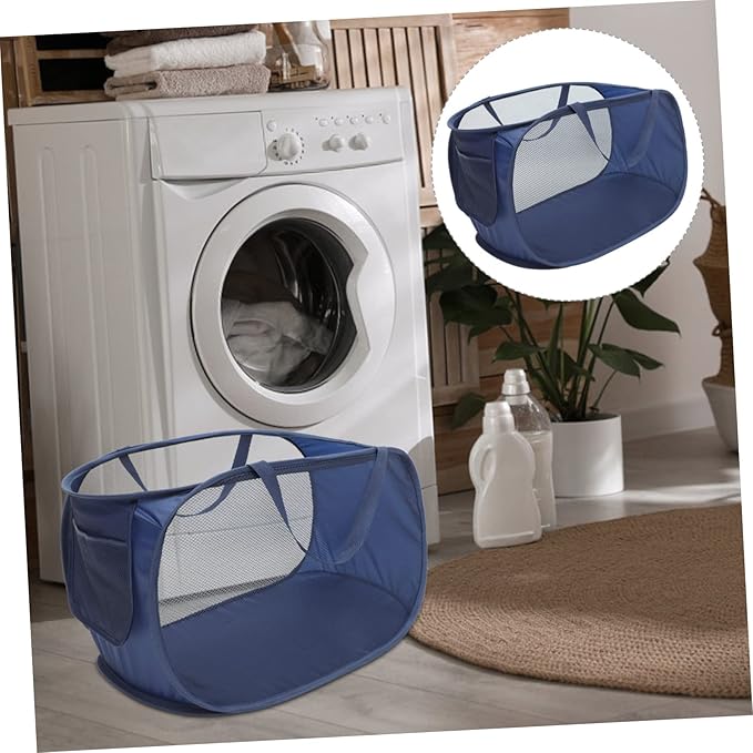 VICASKY Large Foldable Mesh Laundry Hamper with Handle and Wire Laundry Basket for Clothes Blankets Storage Portable Collapsible Organizer for Bedroom Bathroom Dorm Use