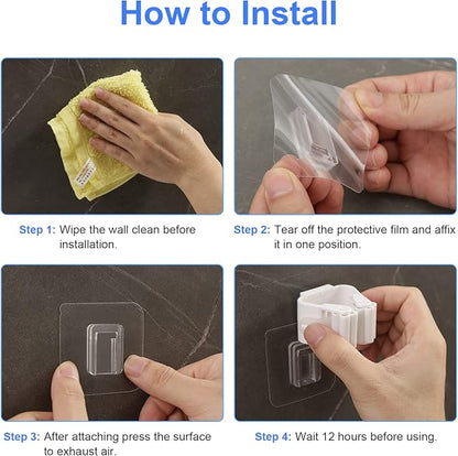 8PCS Broom Holder Wall Mount, Self Adhesive No Drilling Anti-Slip Mop and Broom Holder Organizer Hanger Wall Mount, Broom Gripper and Mop Holder Wall Mounted for Home Garden Garage Storage
