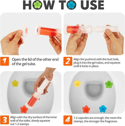Toilet Gel Stamp, 4Pcs/36 Count Flower Fragrance Bathroom Deodorizer Bowl Cleaner Toilet Jerry