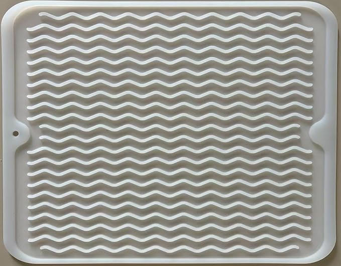 Large 24" x 18" Silicone Dish Drying Mat for Kitchen Counter, Easy clean, Quick Dry, Heat-resistant Dish Drainer Mat for Sink,Refrigerator or Drawer liner (Food Grade Silicone-Translucent)