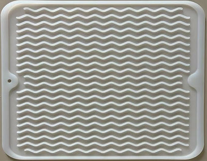 Silicone Dish Drying Mat for Multiple Usage, Easy clean, Eco-friendly, Heat-resistant Dish Drainer Mat for Kitchen Counter,Sink,Refrigerator or Drawer liner (16" x 12", Translucent)
