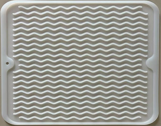 Silicone Dish Drying Mat for Multiple Usage, Easy clean, Eco-friendly, Heat-resistant Dish Drainer Mat for Kitchen Counter,Sink,Refrigerator or Drawer liner (16" x 12", Translucent)